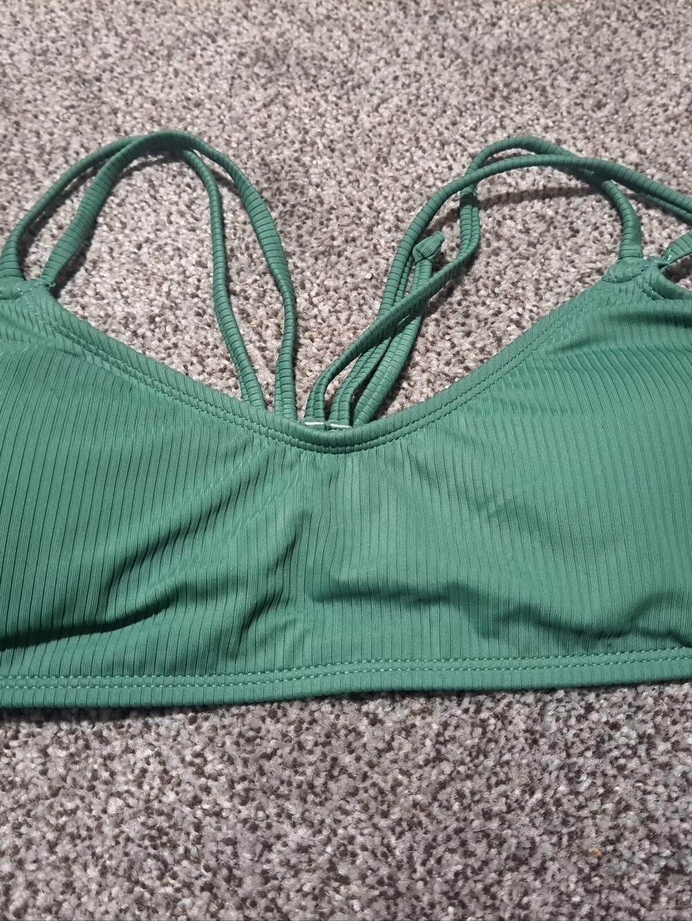 Green Ribbed Strappy Bralette - Women Intimates & Swim Wear